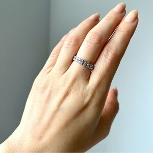 NEW Diamonique Sterling Silver 2sets Band Rings